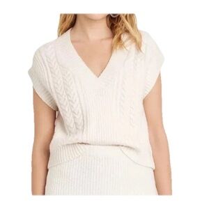 Women's Cable Sweater Vest Universal Thread Cream Soft Casual Layer Piece Cozy L